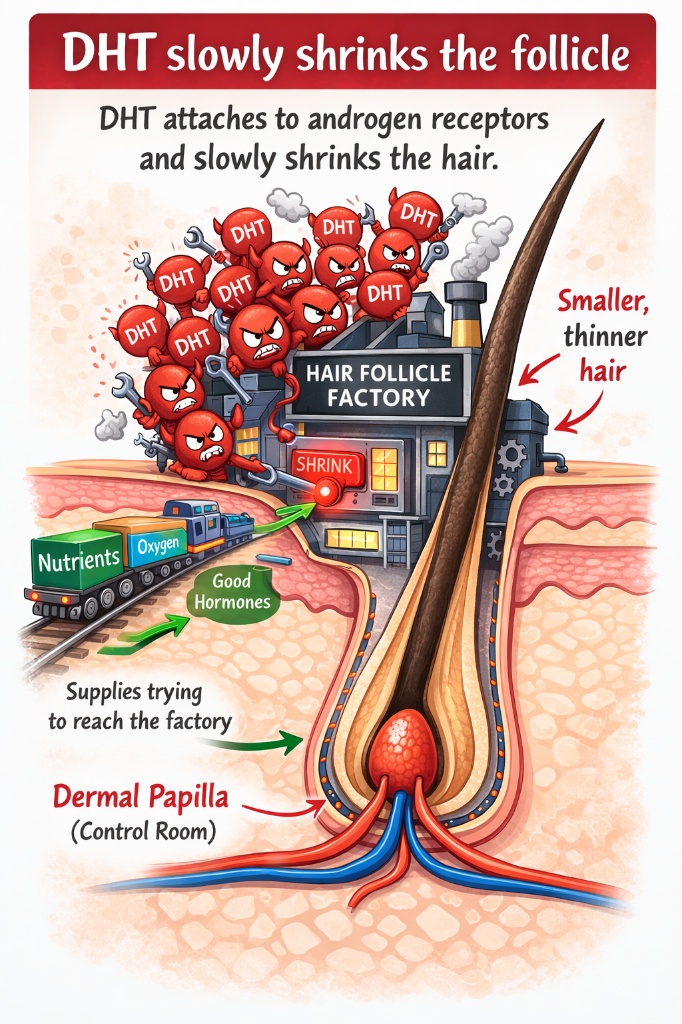 DHT shrinking the hair follicle